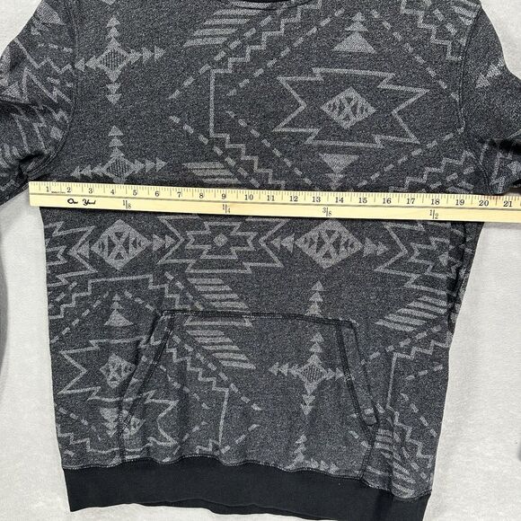 On The Byas Geo Print Cotton Polyester Gray Black Sweatshirt Size Medium Pocket - Picture 6 of 8